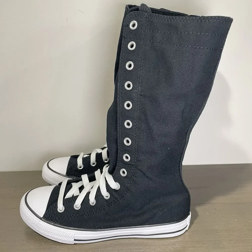 Converse Kids Size 3 Shoes NEW Knee High Chuck Taylor All Star XHi Black Zip Up